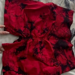 Red and Black Tie-Dye Top